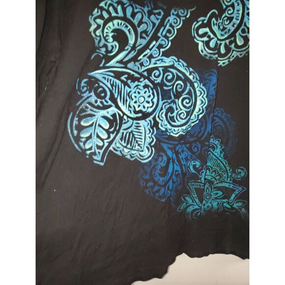 |A Just My Size Women's Plus Long-Sleeved Graphic Tee-Shirt Blue Paisley Size 4X - Picture 10 of 10